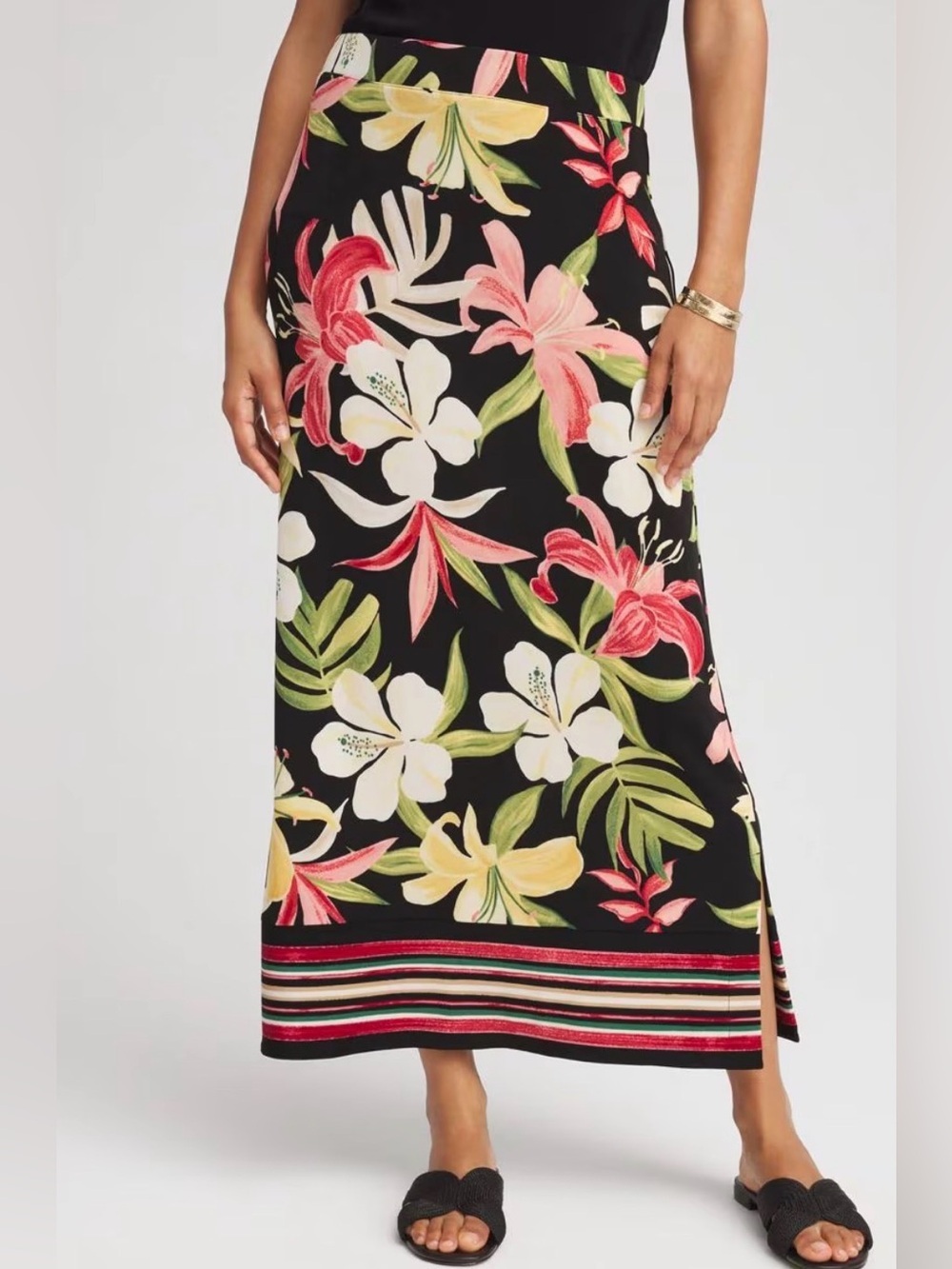 Chicos NWT Tropical Lily midi skirt, small